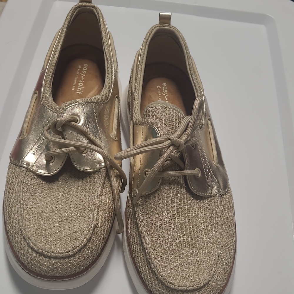 Easy Spirit Metallic Gold Lace-Up Shoes